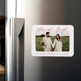 Verheiratet und Hellrotes Schriftfoto Magnet