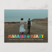 Verheiratet und Merry Retro 60er Hippie Fun Weihna Postkarte (Vorderseite)