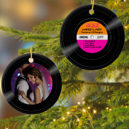 Verheiratet und Merry Vinyl Record Rosa Orange Fot Keramik Ornament