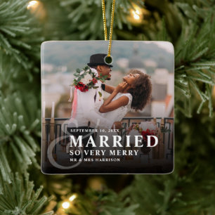 Verheiratet und sehr fröhlich Foto-Hochzeit Frisch Keramikornament