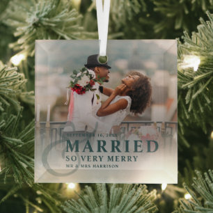 Verheiratet und sehr fröhlich Foto-Hochzeit Frisch Ornament Aus Glas