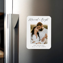 Verheiratet und strahlend Skript Foto Magnet