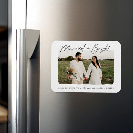 Verheiratet und strahlend Skript Foto Magnet