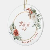 Verheiratet während einer Pandemie Foto Ornament (Links)