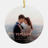 Verheiratet während einer Pandemie Foto Rose Gold  Keramik Ornament (Vorne)