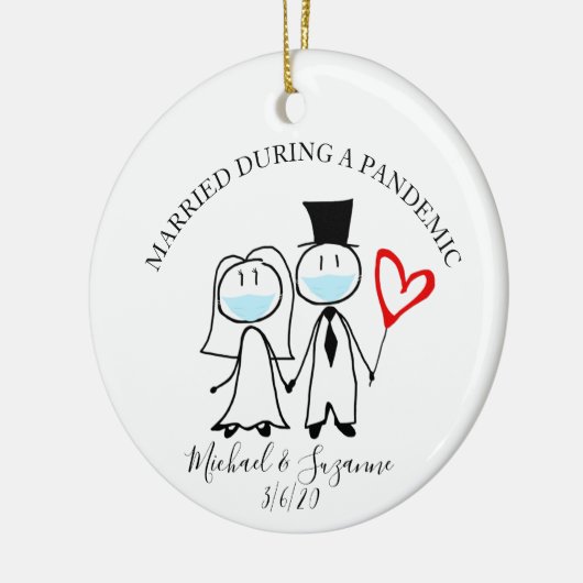 Verheiratet während einer Pandemie Keramik Ornament (Links)