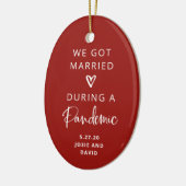 Verheiratet während einer Pandemie | Rot mit Foto  Keramik Ornament (Links)