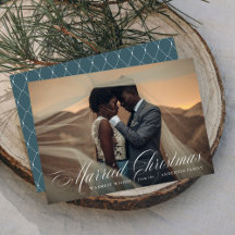 Verheiratet Weihnachten | Blaue Feiertags-Postkart
