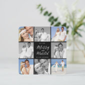 Verheiratete 8 Fotocollage Moderne Hochzeit Feiertagskarte (Stehend Vorderseite)