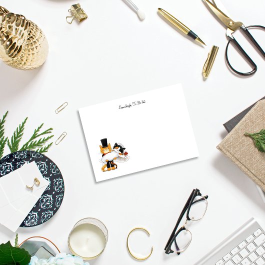 Verheiratete Cartoon-Katzen, die für die Erstellun Post-it Klebezettel