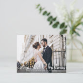 VERHEIRATETE CHRISTMAS | Foto mit weißem Skript Postkarte (Stehend Vorderseite)