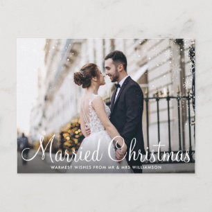 VERHEIRATETE CHRISTMAS   Foto mit weißem Skript Postkarte