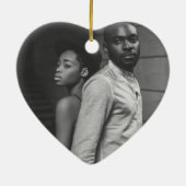 Verheiratete Ehepaare mit Datum Foto halten Keramik Ornament (Hinten)