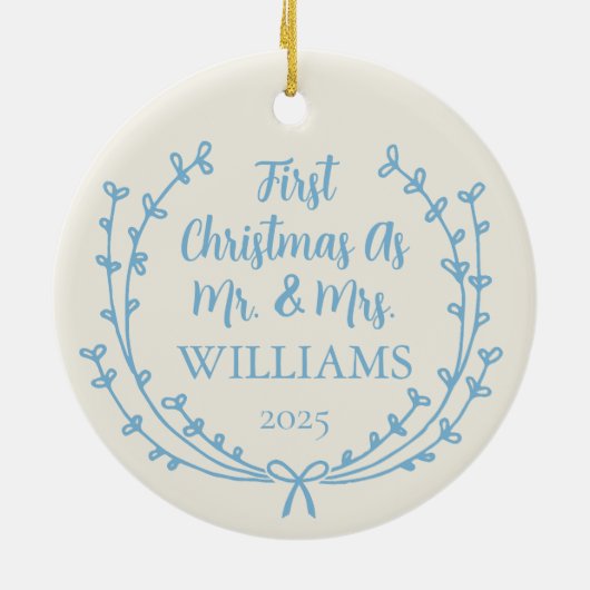 verheiratete ErstWeihnachtsschmuck mit Bild Keramik Ornament (Hinten)