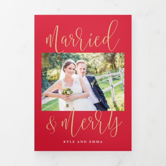 Verheiratete FARBE-Dreifachwettkarte Dreifach Gefaltete Einladung (Cover)