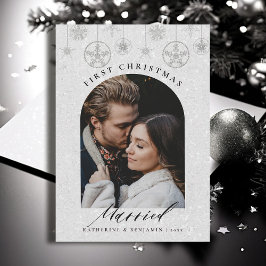 Verheiratete Glitzern Boho Frame Foto Feiertagskarte