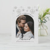 Verheiratete Glitzern Boho Frame Foto Feiertagskarte (Stehend Vorderseite)