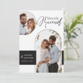 Verheiratete Hochzeit Schwarz-weiß Feiertagskarte (Stehend Vorderseite)