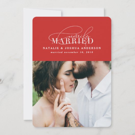 Verheiratete Hochzeitsankündigung Feiertagskarte (Vorderseite)