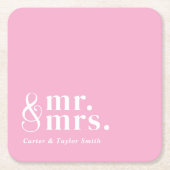 Verheiratete, individuell anpassbare Titel Hochzei Rechteckiger Pappuntersetzer (Vorderseite)