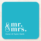 Verheiratete, individuell anpassbare Titel Hochzei Rechteckiger Pappuntersetzer (Vorderseite)