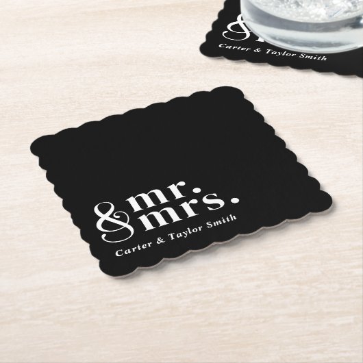 Verheiratete, individuell anpassbare Titel Hochzei Untersetzer (angewinkelt)