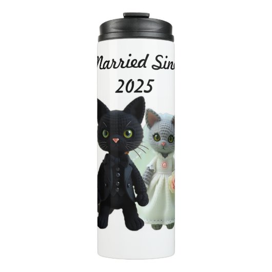 Verheiratete Katzen 2025 Thermosbecher (Vorderseite)