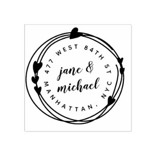 Verheiratete Paarehand gezeichnete Gummistempel