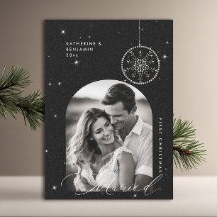 verheiratete Schneeflocken Boho Black Foto Feiertagskarte