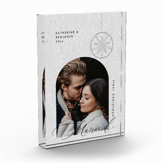 verheiratete Schneeflocken Boho Modernes Geschenk Fotoblock (Links)