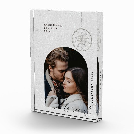 verheiratete Schneeflocken Boho Modernes Geschenk Fotoblock (Rechts)