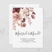 Verheiratete und bewegte Dusty-Rose BlumenEukalypt Ankündigungspostkarte (Vorne/Hinten)