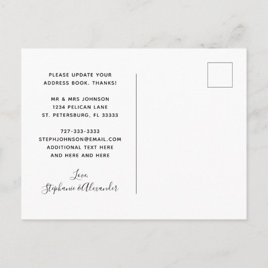 Verheiratete und bewegte Dusty-Rose BlumenEukalypt Ankündigungspostkarte (Rückseite)