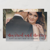 Verheiratete und erbarmungslose Rotweinkalligraphi Feiertagskarte (Vorne/Hinten)