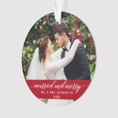 Verheiratete und frohe Hochzeitskalligrafie Rot Ornament (Vorderseite)