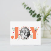 Verheiratete und frohe Korallen JOY Foto Weihnacht Postkarte (Stehend Vorderseite)