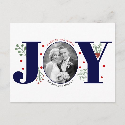 Verheiratete und frohe Marine JOY Weihnachtsfeiert Postkarte (Vorderseite)