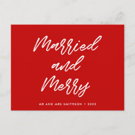 Verheiratete und frohe moderne Typografie Weihnach Postkarte