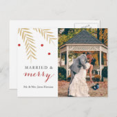 Verheiratete und frohe Weihnachtskarte Feiertagspostkarte (Vorne/Hinten)