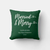 Verheiratete und fröhliche erste Weihnachtsgrün Kissen (Vorderseite)
