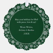 Verheiratete und fröhliche Hochzeit Foto Schneeflo Ornament Karte (Rückseite)