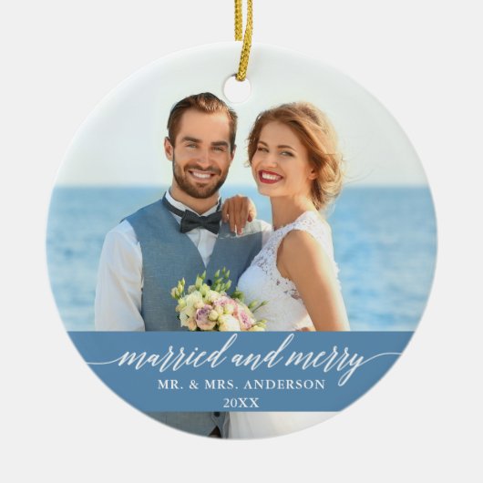 Verheiratete und fröhliche Hochzeitskalligrafie Li Keramik Ornament (Vorne)