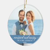 Verheiratete und fröhliche Hochzeitskalligrafie Li Keramik Ornament (Links)