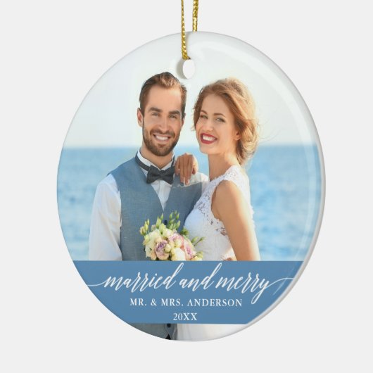 Verheiratete und fröhliche Hochzeitskalligrafie Li Keramik Ornament (Links)