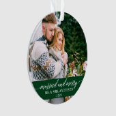 Verheiratete und fröhliche Kalligrafie Wedding Gre Ornament (Vorderseite)