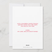 Verheiratete und fröhliche rote feiertagskarte (Rückseite)