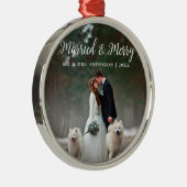 Verheiratete und fröhliche Weihnachts-Foto-Weihnac Ornament Aus Metall (Rechts)