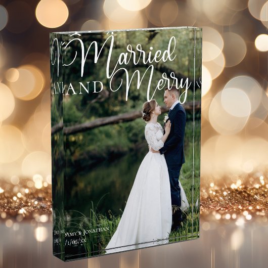 Verheiratete und fröhliche Weihnachtsfeier Fotoblock