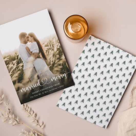 Verheiratete und fröhliche Weihnachtskarte des Fot Einladung