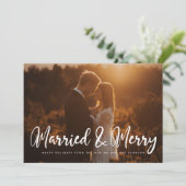 Verheiratete und fröhliche Weihnachtskarte Einladung (Stehend Vorderseite)